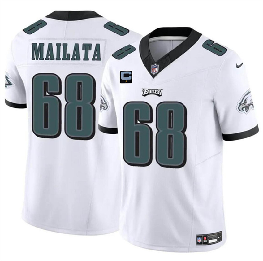 Men's White Philadelphia Eagles #68 Jordan Mailata F.U.S.E With 1-Star C Patch Vapor Untouchable Limited Stitched Football Jersey